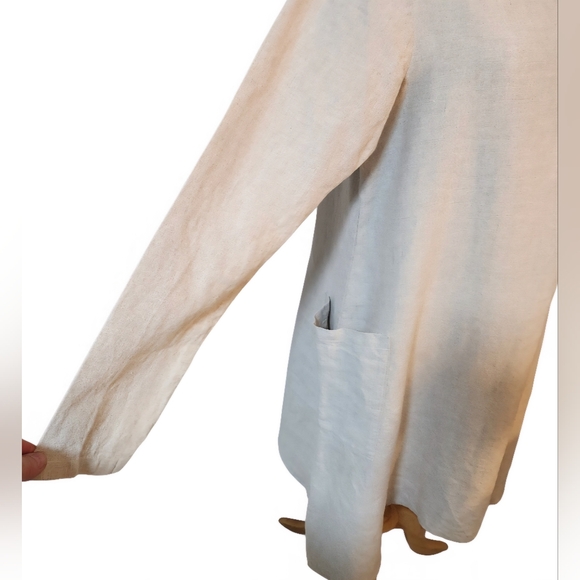 🇨Maiwa Handprints Studio,Minimalist Taupe Shift, 100% Linen Dress with Pockets - Picture 6 of 11